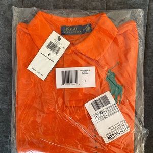 POLO Ralph Lauren BOY Mesh Cotton Shirt (SS) - ORANGE - Size 6